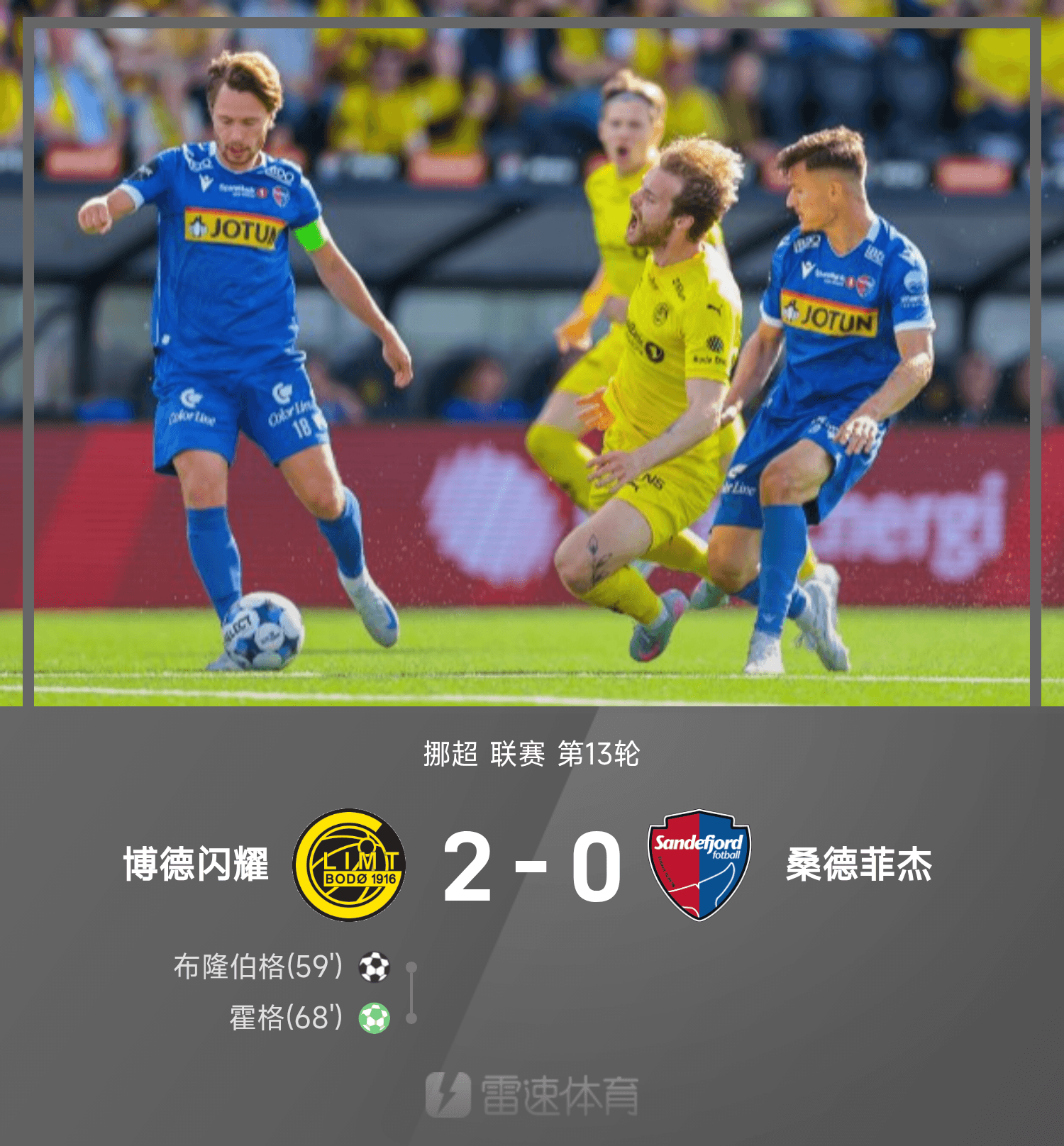 爱游戏体育-挪超战报：霍格进球四度被吹后传射建功，博德闪耀2-0桑德菲杰